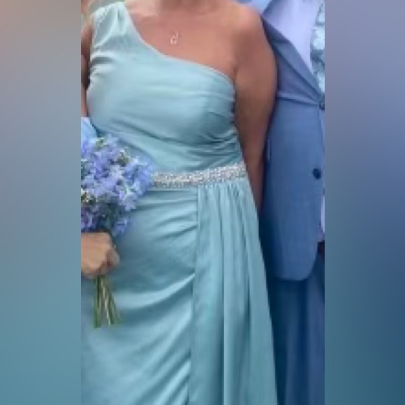 One Shoulder Satin Dress Light Mint size 18 - Picture 3 of 9